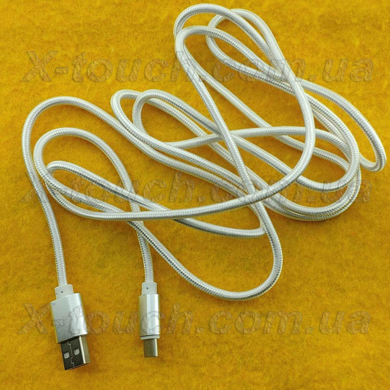 Type-C — USB нейлоновий кабель 1.9A, білий 2 метри
