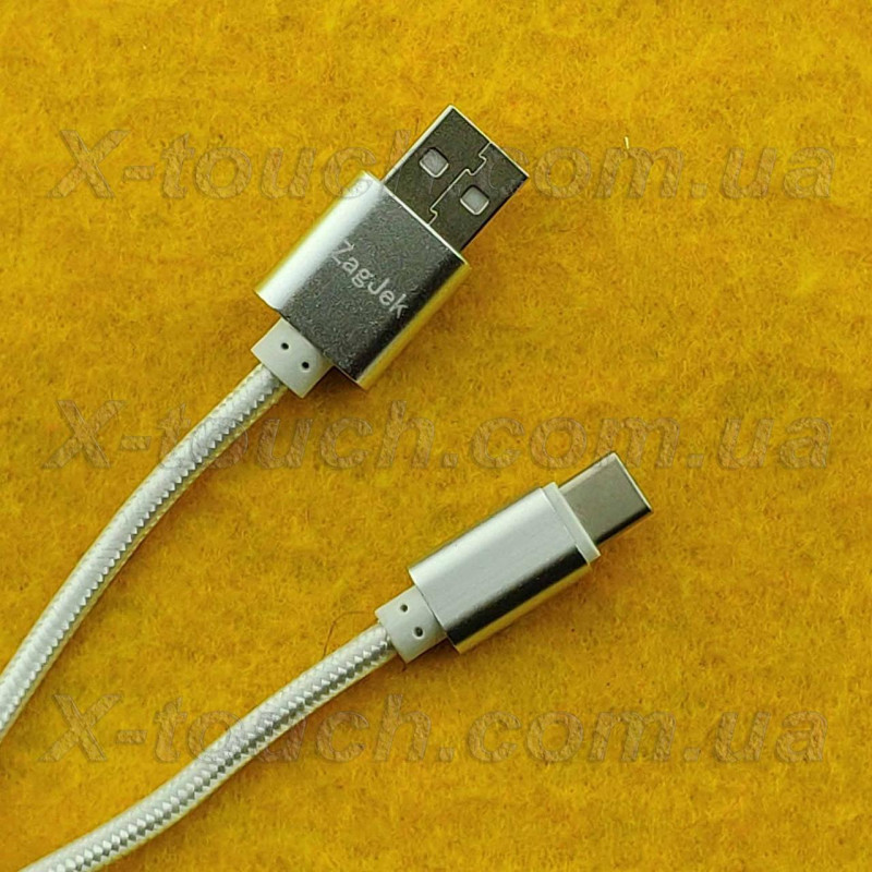 Type-C — USB нейлоновий кабель 1.9A, білий 2 метри