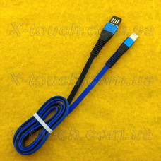 Резиновый кабель USB – Type-C 1м, сине-черный