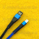 Резиновый кабель USB – Type-C 1м, сине-черный
