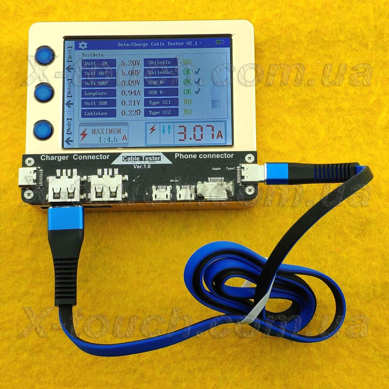 Резиновый кабель USB – Type-C 1м, сине-черный