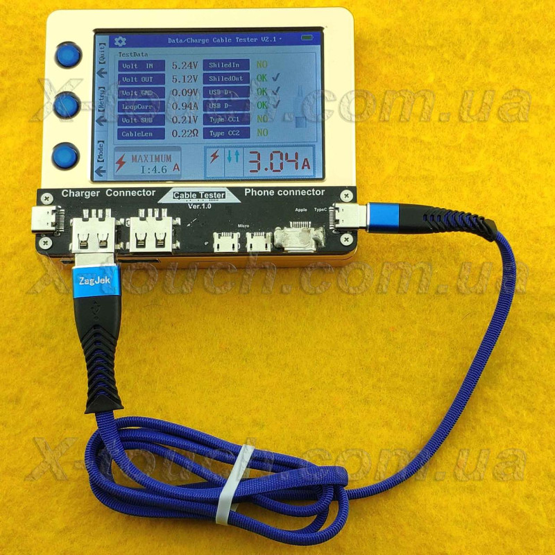 Type-C 4.5 A Нейлоновый кабель USB - Type-C 1м, синий ZJ-TypeC V62S