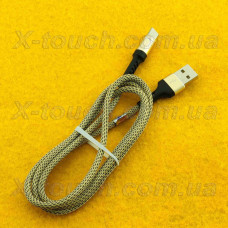 Нейлоновий кабель USB Type-C 1м, золотисто-чорний