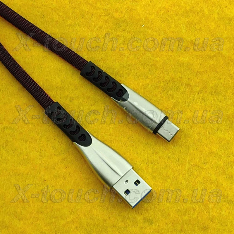 Нейлоновий кабель USB Type-C 1м, червоний