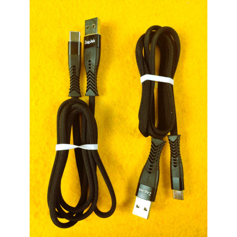 Type-C 4.5 A Нейлоновый кабель USB - Type-C 1м, черній ZJ-TypeC V62B