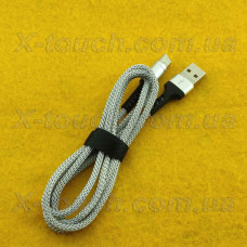Нейлоновий кабель USB Type-C 1м, сіро-чорний