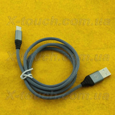 Прочный USB - Type-C кабель для быстрой зарядки в капроновой сетке.