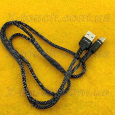 Нейлоновий кабель USB Type-C 1м, чорно-сірий