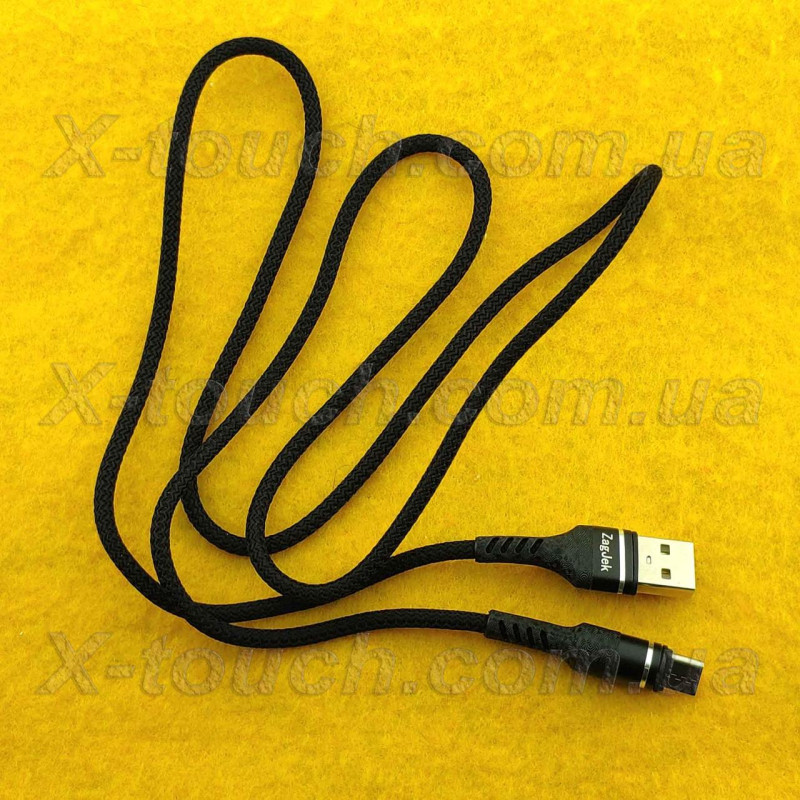 USB-Type-C Нейлоновий кабель 3.5A, чорний 1 метр